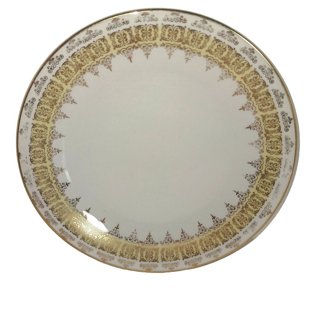 Antique Schlottenhof Bavaria Plate Gold & White Gilded Bread Dessert